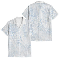 Hawaiian Turtles and Leis Family Matching Mermaid Dress and Hawaiian Shirt Tribal Kakau Pattern Airy White Blue Cloud Vibe LT03 Dad's Shirt - Short Sleeve White - Polynesian Pride