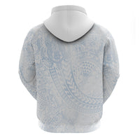 Hawaiian Turtles and Leis Hoodie Tribal Kakau Pattern Airy White Blue Cloud Vibe LT03 - Polynesian Pride