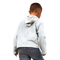Hawaiian Turtles and Leis Kid Hoodie Tribal Kakau Pattern Airy White Blue Cloud Vibe LT03 - Polynesian Pride