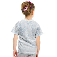 Hawaiian Turtles and Leis Kid T Shirt Tribal Kakau Pattern Airy White Blue Cloud Vibe LT03 - Polynesian Pride