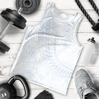 Hawaiian Turtles and Leis Men Tank Top Tribal Kakau Pattern Airy White Blue Cloud Vibe LT03 - Polynesian Pride