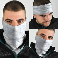 Hawaiian Turtles and Leis Neck Gaiter Tribal Kakau Pattern Airy White Blue Cloud Vibe LT03 - Polynesian Pride