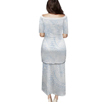 Hawaiian Turtles and Leis Puletasi Tribal Kakau Pattern Airy White Blue Cloud Vibe LT03 - Polynesian Pride