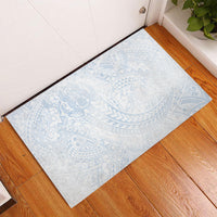 Hawaiian Turtles and Leis Rubber Doormat Tribal Kakau Pattern Airy White Blue Cloud Vibe LT03 - Polynesian Pride