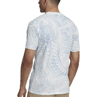Hawaiian Turtles and Leis Rugby Jersey Tribal Kakau Pattern Airy White Blue Cloud Vibe LT03 - Polynesian Pride