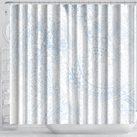 Hawaiian Turtles and Leis Shower Curtain Tribal Kakau Pattern Airy White Blue Cloud Vibe LT03 - Polynesian Pride
