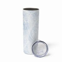 Hawaiian Turtles and Leis Skinny Tumbler Tribal Kakau Pattern Airy White Blue Cloud Vibe LT03 - Polynesian Pride