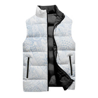 Hawaiian Turtles and Leis Sleeveless Puffer Jacket Tribal Kakau Pattern Airy White Blue Cloud Vibe LT03 - Polynesian Pride