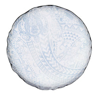 Hawaiian Turtles and Leis Spare Tire Cover Tribal Kakau Pattern Airy White Blue Cloud Vibe LT03 - Polynesian Pride