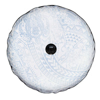 Hawaiian Turtles and Leis Spare Tire Cover Tribal Kakau Pattern Airy White Blue Cloud Vibe LT03 - Polynesian Pride