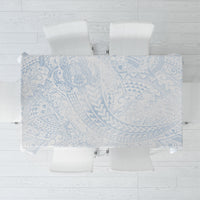 Hawaiian Turtles and Leis Tablecloth Tribal Kakau Pattern Airy White Blue Cloud Vibe LT03 White - Polynesian Pride