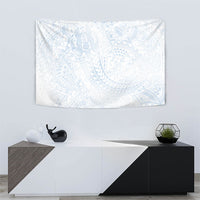 Hawaiian Turtles and Leis Tapestry Tribal Kakau Pattern Airy White Blue Cloud Vibe LT03 - Polynesian Pride