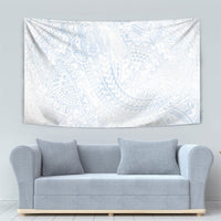 Hawaiian Turtles and Leis Tapestry Tribal Kakau Pattern Airy White Blue Cloud Vibe LT03 - Polynesian Pride