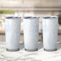 Hawaiian Turtles and Leis Tumbler Cup Tribal Kakau Pattern Airy White Blue Cloud Vibe LT03 - Polynesian Pride