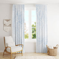Hawaiian Turtles and Leis Window Curtain Tribal Kakau Pattern Airy White Blue Cloud Vibe LT03 - Polynesian Pride