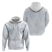 Hawaiian Turtles and Leis Zip Hoodie Tribal Kakau Pattern Airy White Blue Cloud Vibe LT03 - Polynesian Pride