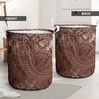 Hawaiian Turtles and Leis Laundry Basket Tribal Kakau Pattern Mocha Mousse Color LT03 - Polynesian Pride