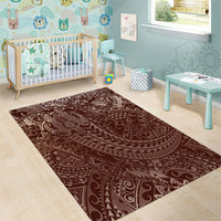 Hawaiian Turtles and Leis Area Rug Tribal Kakau Pattern Mocha Mousse Color LT03 - Polynesian Pride