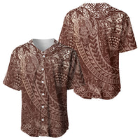Hawaiian Turtles and Leis Baseball Jersey Tribal Kakau Pattern Mocha Mousse Color LT03 - Polynesian Pride