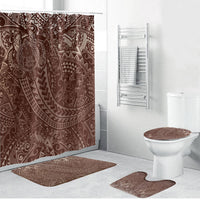 Hawaiian Turtles and Leis Bathroom Set Tribal Kakau Pattern Mocha Mousse Color LT03 Bathroom Set (4 pcs) Mocha Mousse - Polynesian Pride