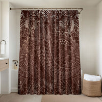 Hawaiian Turtles and Leis Bathroom Set Tribal Kakau Pattern Mocha Mousse Color LT03 Shower Curtain Only Mocha Mousse - Polynesian Pride