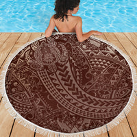 Hawaiian Turtles and Leis Beach Blanket Tribal Kakau Pattern Mocha Mousse Color LT03 - Polynesian Pride