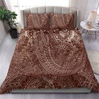 Hawaiian Turtles and Leis Bedding Set Tribal Kakau Pattern Mocha Mousse Color LT03 - Polynesian Pride