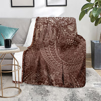 Hawaiian Turtles and Leis Blanket Tribal Kakau Pattern Mocha Mousse Color LT03 - Polynesian Pride