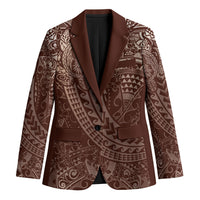 Hawaiian Turtles and Leis Blazer Tribal Kakau Pattern Mocha Mousse Color LT03 Unisex Mocha Mousse - Polynesian Pride