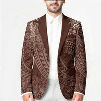 Hawaiian Turtles and Leis Blazer Tribal Kakau Pattern Mocha Mousse Color LT03 - Polynesian Pride