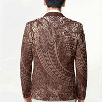 Hawaiian Turtles and Leis Blazer Tribal Kakau Pattern Mocha Mousse Color LT03 - Polynesian Pride