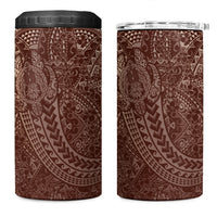 Hawaiian Turtles and Leis 4 in 1 Can Cooler Tumbler Tribal Kakau Pattern Mocha Mousse Color LT03 One Size: 16 oz Mocha Mousse - Polynesian Pride