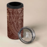 Hawaiian Turtles and Leis 4 in 1 Can Cooler Tumbler Tribal Kakau Pattern Mocha Mousse Color LT03 - Polynesian Pride