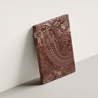 Hawaiian Turtles and Leis Canvas Wall Art Tribal Kakau Pattern Mocha Mousse Color LT03 - Polynesian Pride