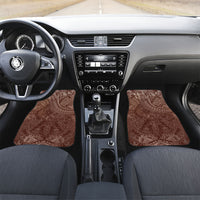 Hawaiian Turtles and Leis Car Mats Tribal Kakau Pattern Mocha Mousse Color LT03 Set 2pcs - Front Mocha Mousse - Polynesian Pride