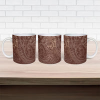 Hawaiian Turtles and Leis Ceramic Mug Tribal Kakau Pattern Mocha Mousse Color LT03 - Polynesian Pride