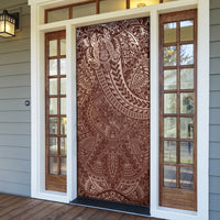 Hawaiian Turtles and Leis Door Cover Tribal Kakau Pattern Mocha Mousse Color LT03 - Polynesian Pride
