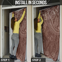 Hawaiian Turtles and Leis Door Cover Tribal Kakau Pattern Mocha Mousse Color LT03 - Polynesian Pride
