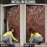 Hawaiian Turtles and Leis Door Cover Tribal Kakau Pattern Mocha Mousse Color LT03 - Polynesian Pride