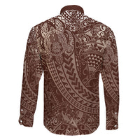 Hawaiian Turtles and Leis Family Matching Puletasi and Hawaiian Shirt Tribal Kakau Pattern Mocha Mousse Color LT03 Son's Shirt Mocha Mousse - Polynesian Pride