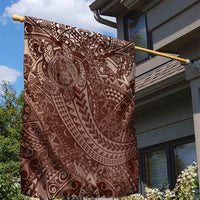 Hawaiian Turtles and Leis Garden Flag Tribal Kakau Pattern Mocha Mousse Color LT03 - Polynesian Pride