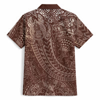 Hawaiian Turtles and Leis Hawaiian Shirt Tribal Kakau Pattern Mocha Mousse Color LT03 - Polynesian Pride