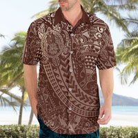 Hawaiian Turtles and Leis Hawaiian Shirt Tribal Kakau Pattern Mocha Mousse Color LT03 - Polynesian Pride
