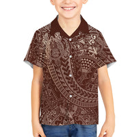 Hawaiian Turtles and Leis Hawaiian Shirt Tribal Kakau Pattern Mocha Mousse Color LT03 - Polynesian Pride