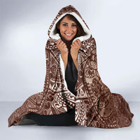 Hawaiian Turtles and Leis Hooded Blanket Tribal Kakau Pattern Mocha Mousse Color LT03 - Polynesian Pride