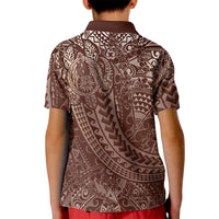 Hawaiian Turtles and Leis Kid Polo Shirt Tribal Kakau Pattern Mocha Mousse Color LT03 - Polynesian Pride