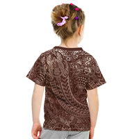 Hawaiian Turtles and Leis Kid T Shirt Tribal Kakau Pattern Mocha Mousse Color LT03 - Polynesian Pride