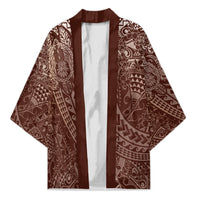 Hawaiian Turtles and Leis Kimono Tribal Kakau Pattern Mocha Mousse Color LT03 Unisex Mocha Mousse - Polynesian Pride