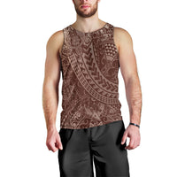 Hawaiian Turtles and Leis Men Tank Top Tribal Kakau Pattern Mocha Mousse Color LT03 - Polynesian Pride