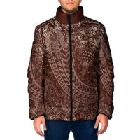 Hawaiian Turtles and Leis Padded Jacket Tribal Kakau Pattern Mocha Mousse Color LT03 Men Mocha Mousse - Polynesian Pride